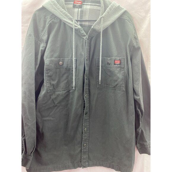 Wrangler Men's XL 46-48 Gray Denim Workwear Jacket/Shacket Fleeced lined Hood - Picture 1 of 9